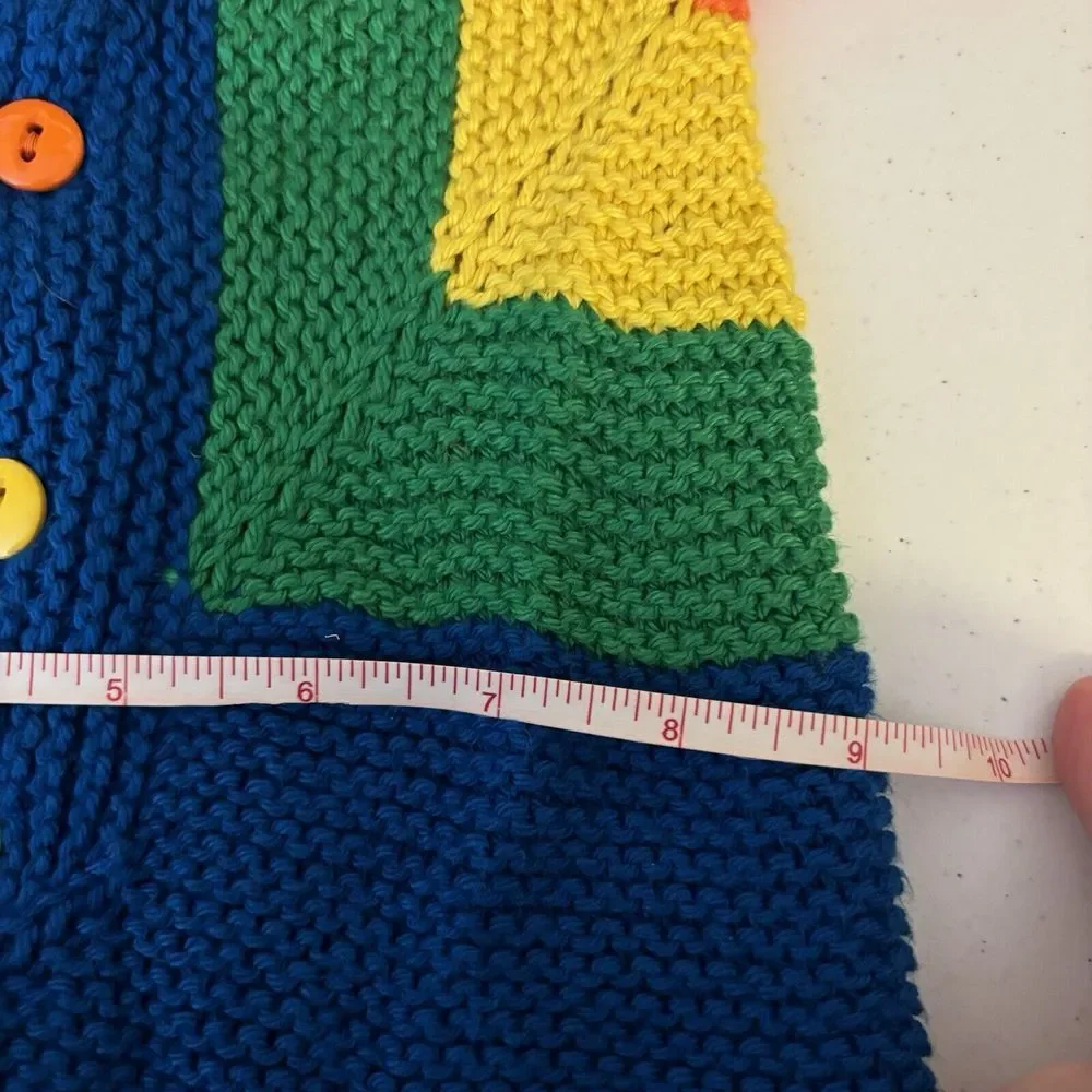 Hand Knit Baby Sweater Cardigan in Rainbow Colors‎ 1-6 Months Handmade Knit
